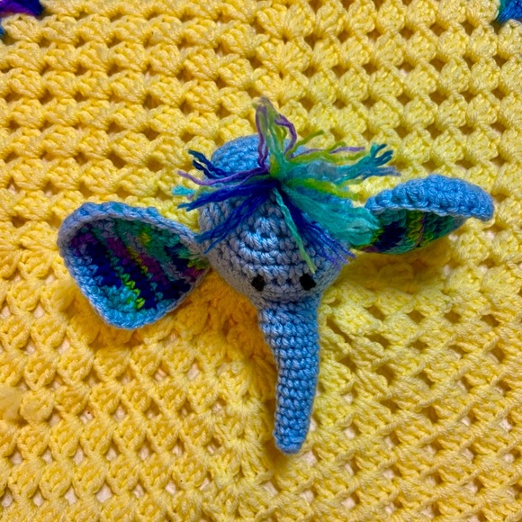 Elephant Crocheted Security Baby Blanket 19x19 Blankie Soothie Handmade - Picture 10 of 12